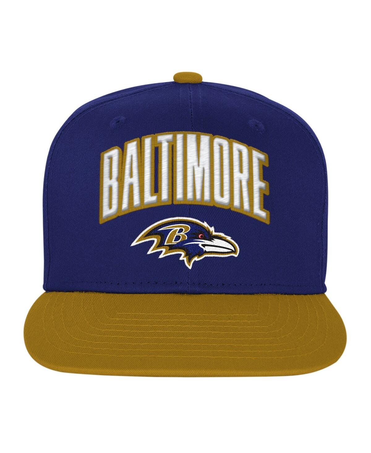 Outerstuff Big Boys And Girls Purple Baltimore Ravens Essentials Adjustable Hat In Black