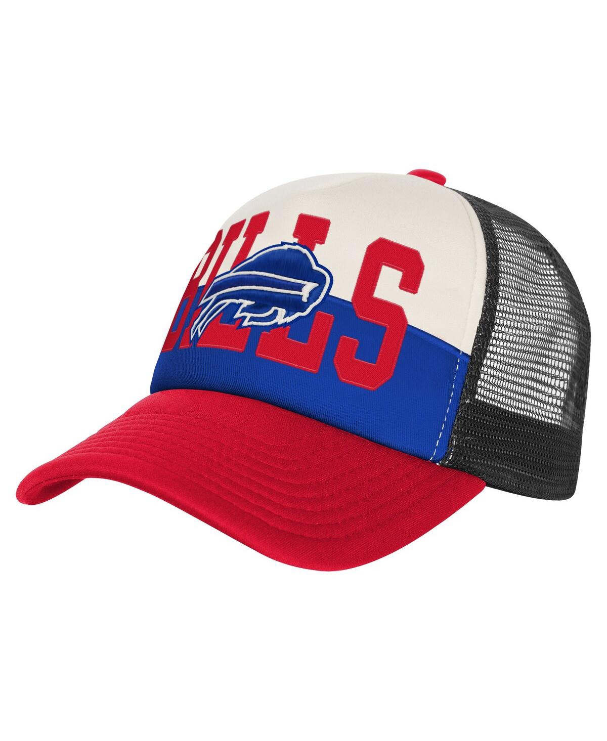 Outerstuff White/red Buffalo Bills Modern Fan Trucker Adjustable Hat In Multi