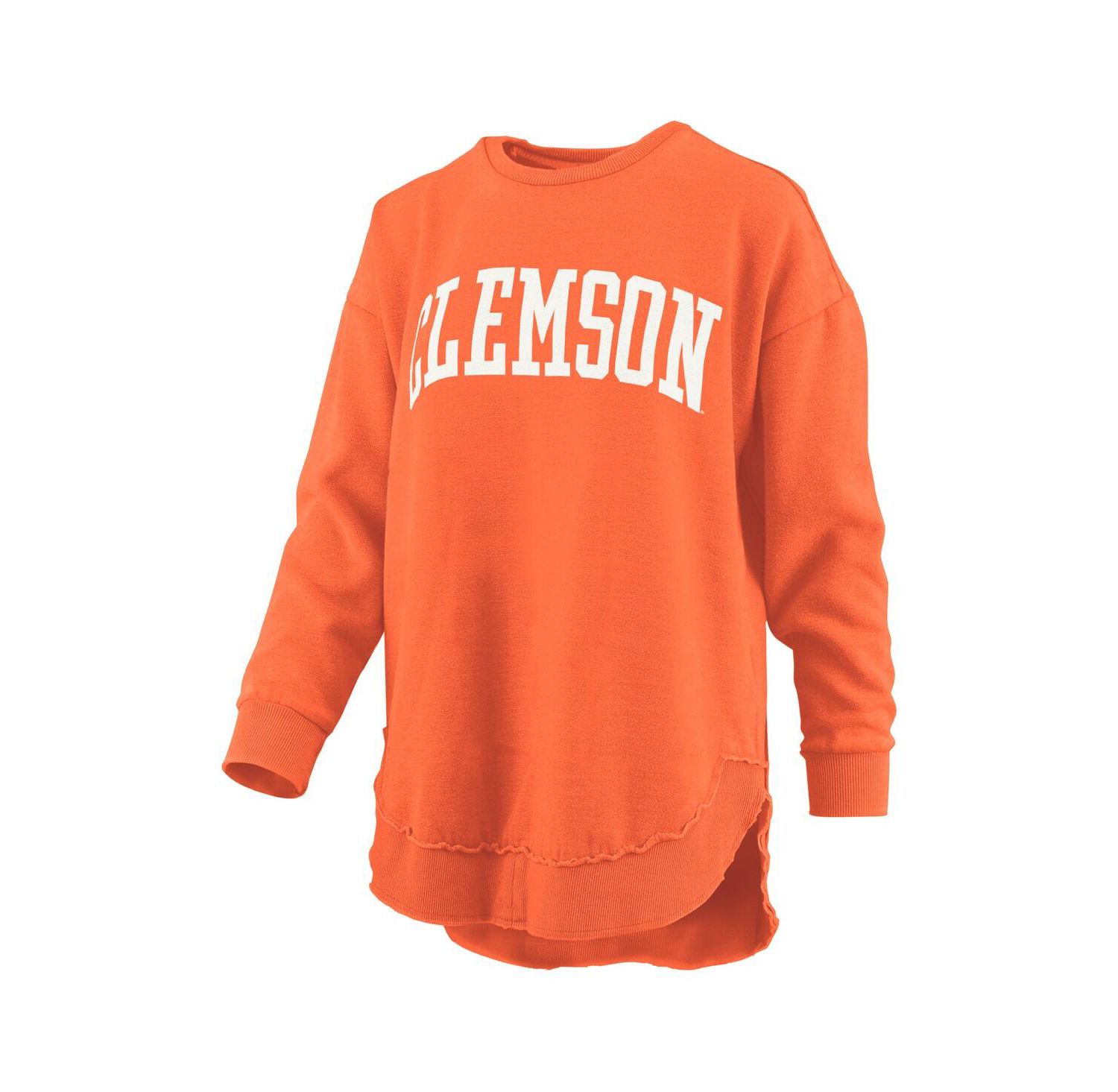Women's Orange Clemson Tigers M&eacute;lange Poncho Vintage Fleece Long Sleeve Pullover Sweatshirt