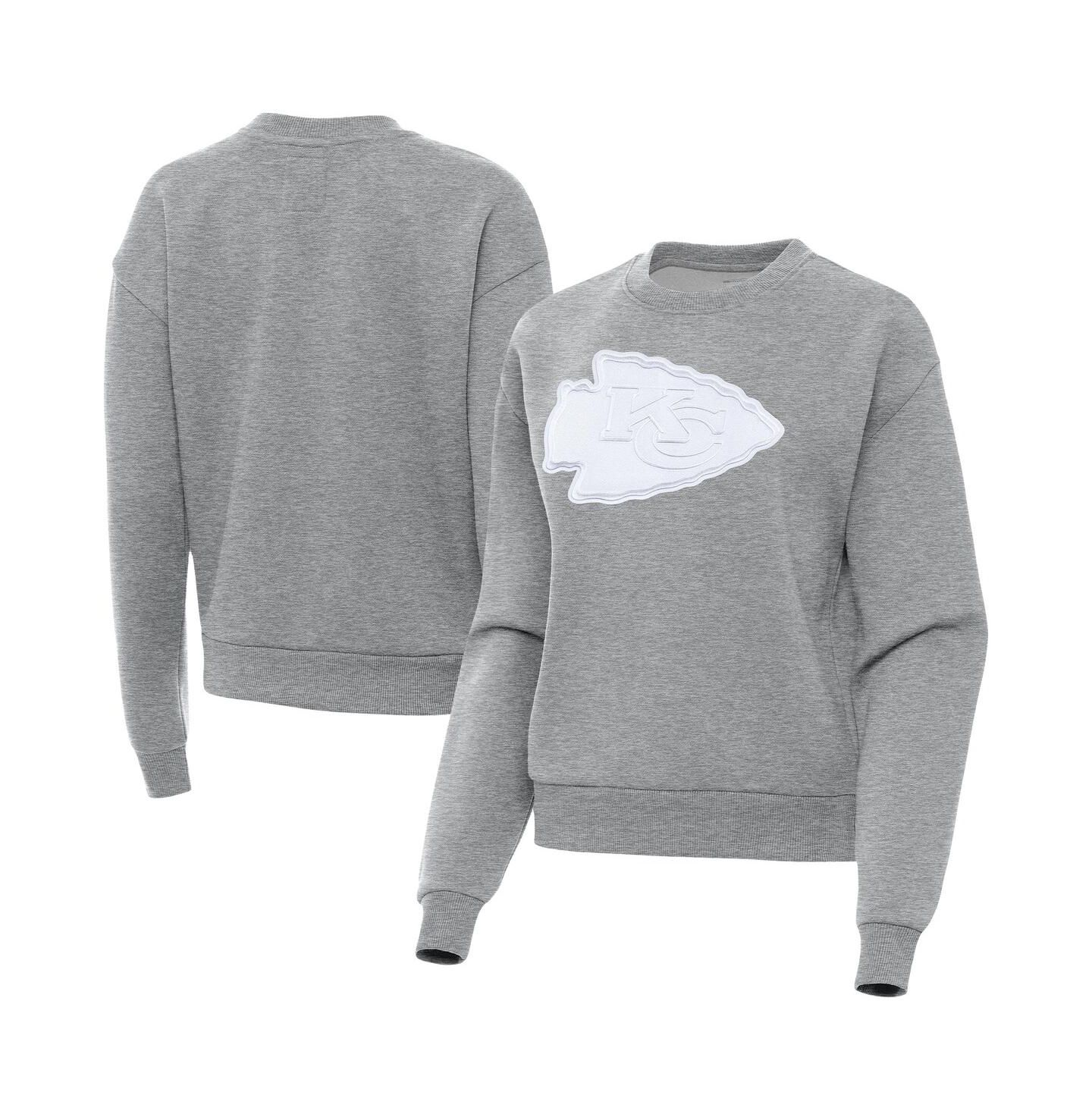 Женская толстовка Antigua Heather Gray Kansas City Chiefs Victory Pullover — фото 1