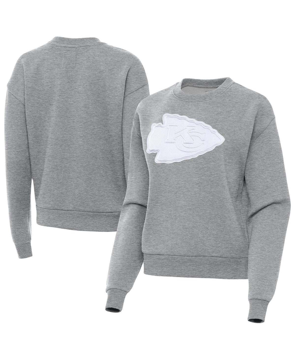 Antigua Women's Heather Gray Kansas City Chiefs Victory Pullover Sweatshirt