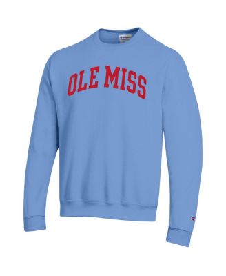 Men's Powder Blue Ole Miss Rebels Basic Arch Fleece Pullover Sweatshirt