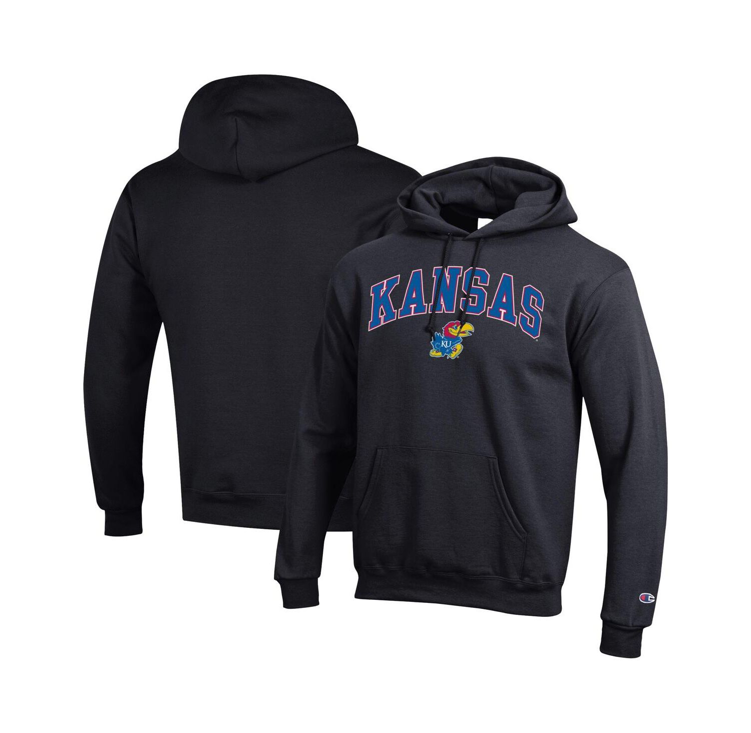 Men's Black Kansas Jayhawks Arch Over Logo Pullover Hoodie