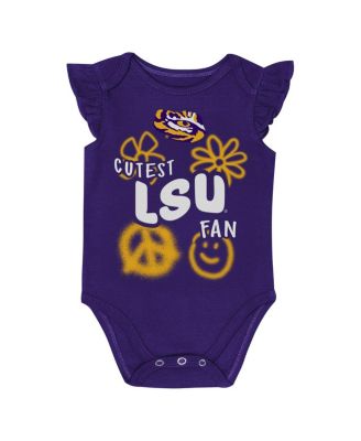 Baby Boys and Girls Purple/Gold LSU Tigers Little Sunshine 2-Piece Bodysuit Set