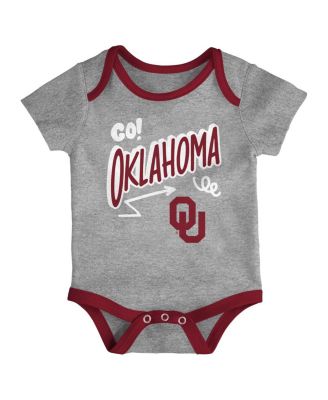 Baby Boys and Girls Oklahoma Sooners 3-Pack All Day Play Bodysuit Set