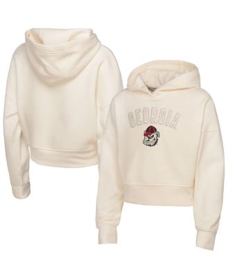 Outerstuff - Big Boys and Girls Cream Georgia Bulldogs Oversized Blitz Cropped Pullover Hoodie