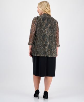 Plus Size Pleated Jersey Jacket Dress