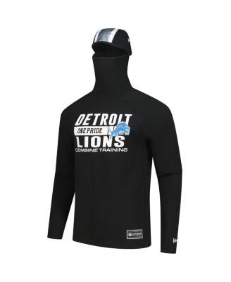 Men's Black Detroit Lions Functional Fandom Balaclava Helmet Stripe Tri-Blend Hoodie