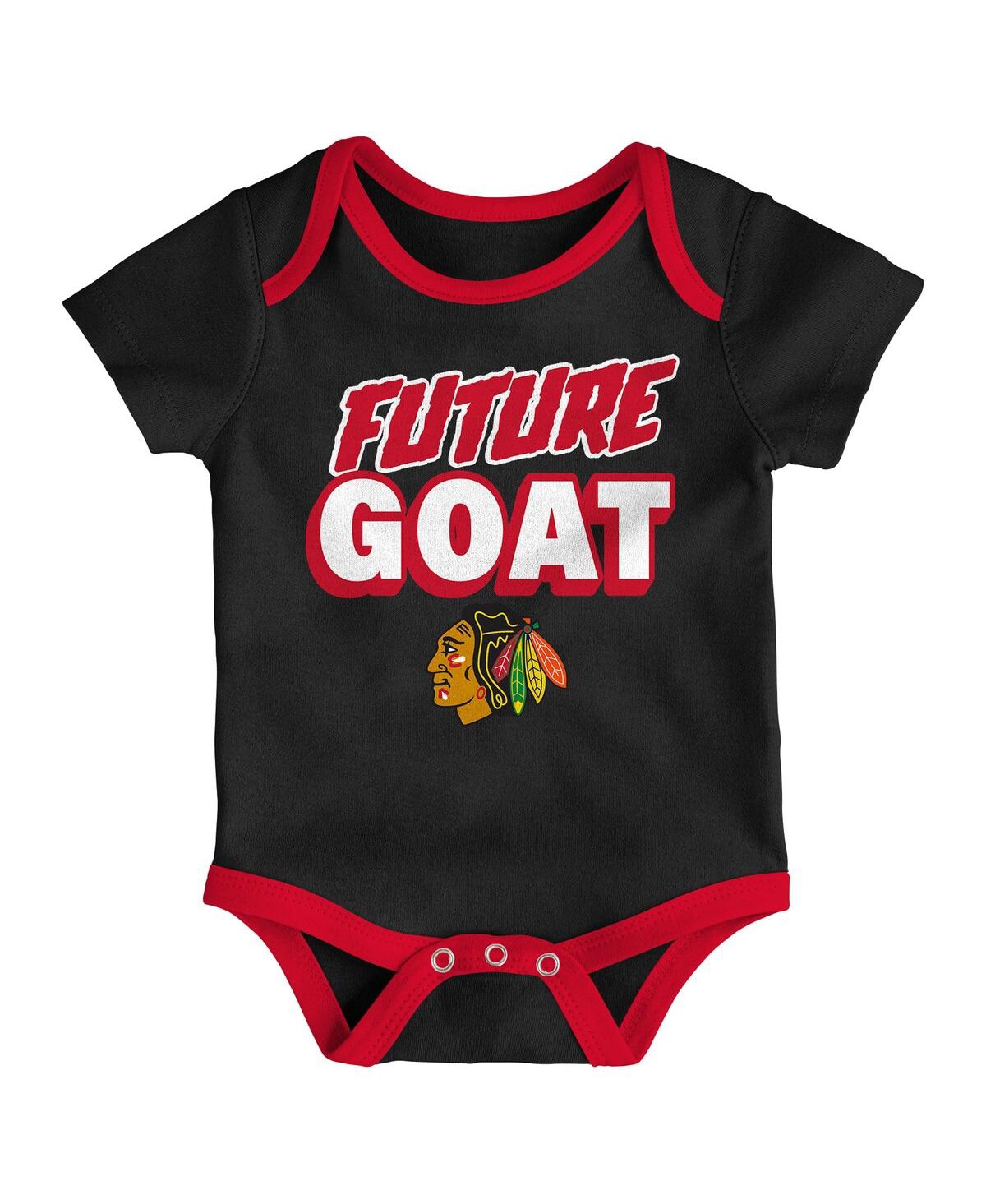 Outerstuff Newborn 3-pack Chicago Blackhawks Loyal Buddies Bodysuit Set In Red