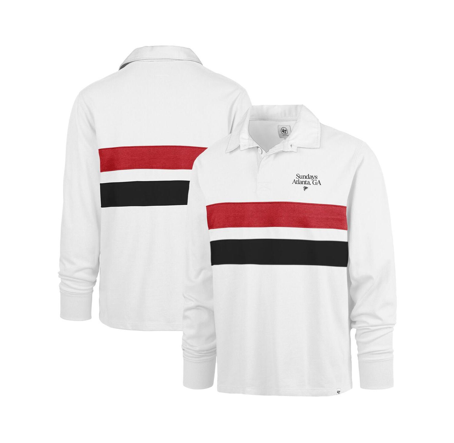 Men's White Atlanta Falcons Sundays Clubhouse Knox Thames Long Sleeve Rugby Polo Shirt