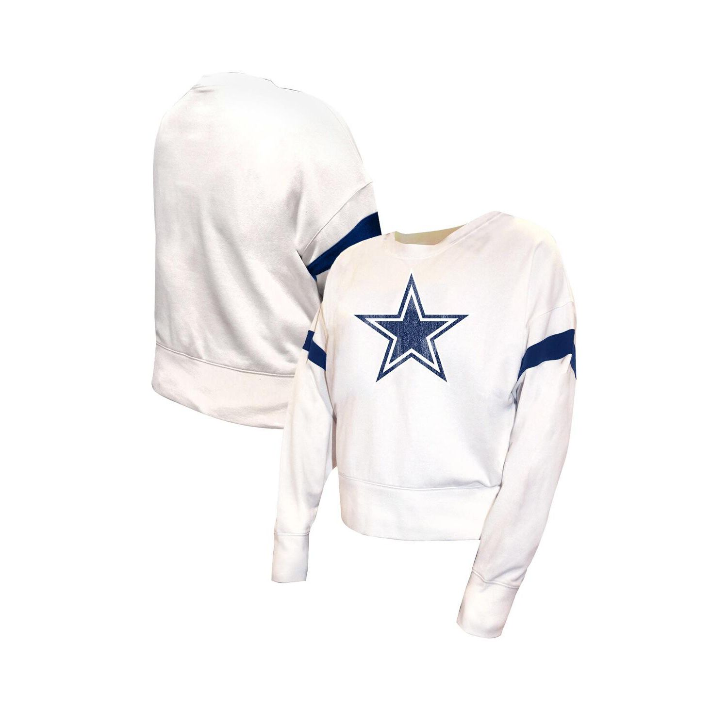 Women's White Dallas Cowboys Plus Size Fleece Pullover Sweatshirt