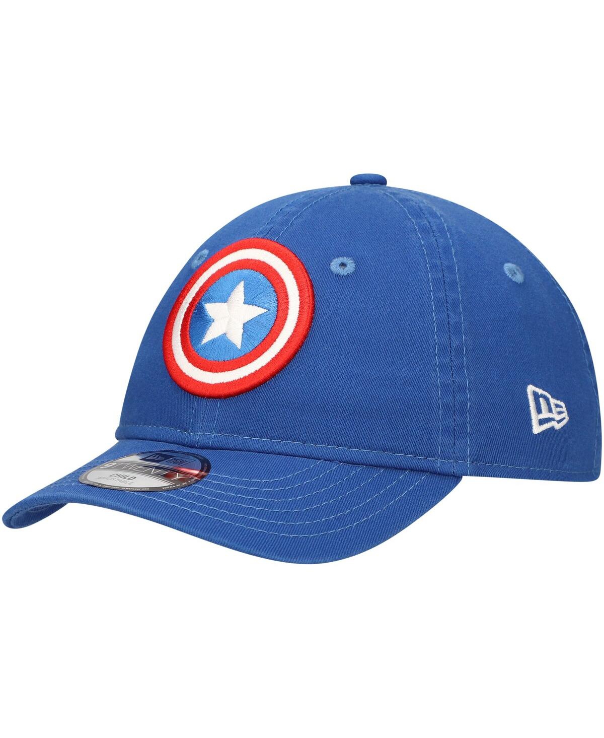 New Era Big Boys And Girls Blue Captain America 9twenty Adjustable Hat In Blue