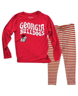 Wes & Willy - Baby Boys and Girls 2-Piece Georgia Bulldogs Long Sleeve Top and Striped Tri-Blend Leggings Set
