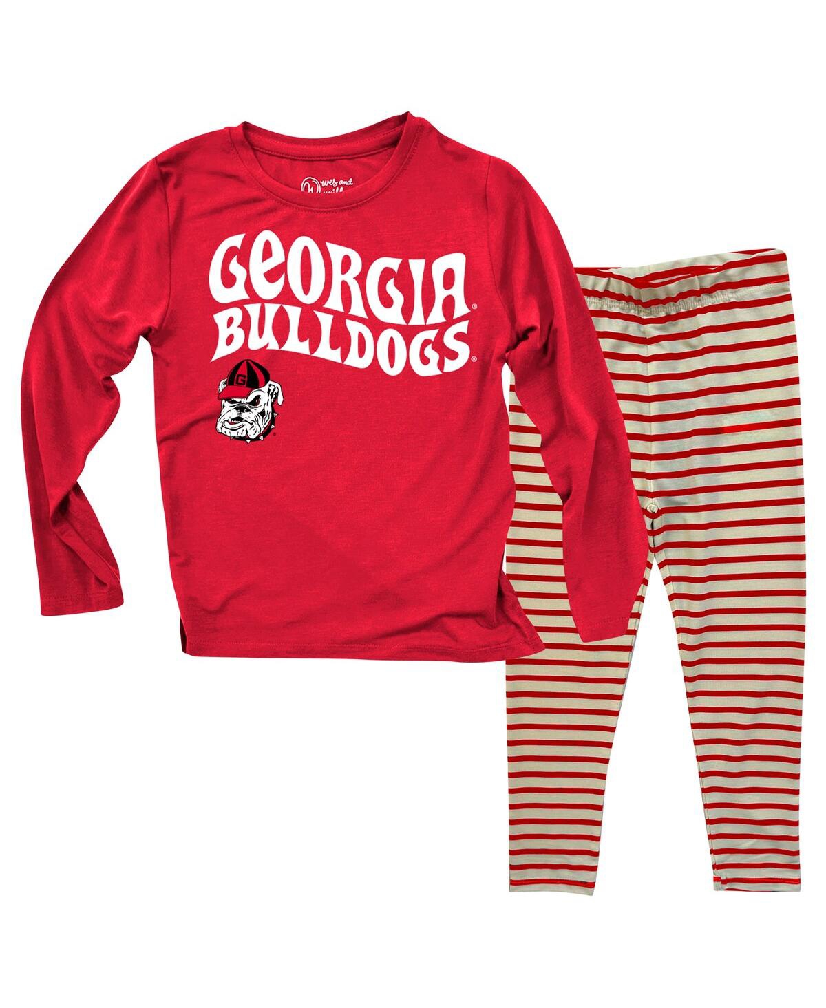 Wes & Willy Wes Willy Baby Boys And Girls 2-piece Georgia Bulldogs Long Sleeve Top And Striped Tri-blend Legging In Red