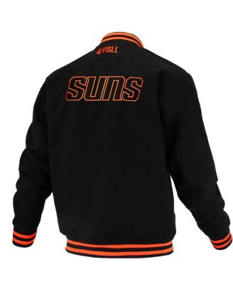Men's and Women's Black Phoenix Suns Logo Man Shadow Collection Full-Snap Varsity Jacket