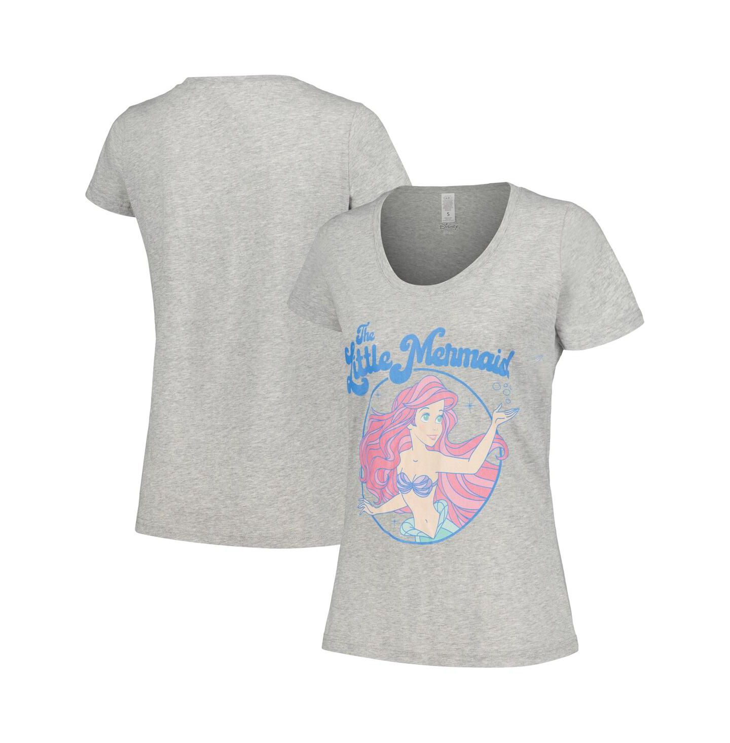 Женская футболка Mad Engine Heather Gray The Little Mermaid Faded Ariel Scoop Neck — фото 1