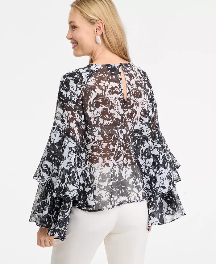 Women's Printed Ruffled Top - thumbnail 8