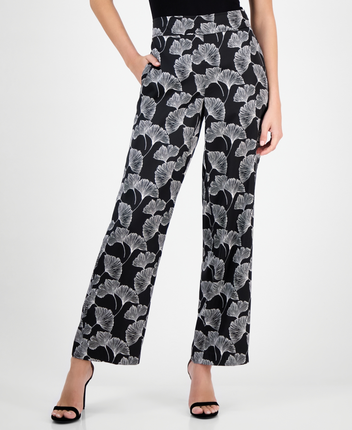 Anne Klein Women's Printed Pull-On Wide-Leg Pants
