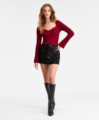 Bar III - Women's Sequin Tweed Mini Skirt