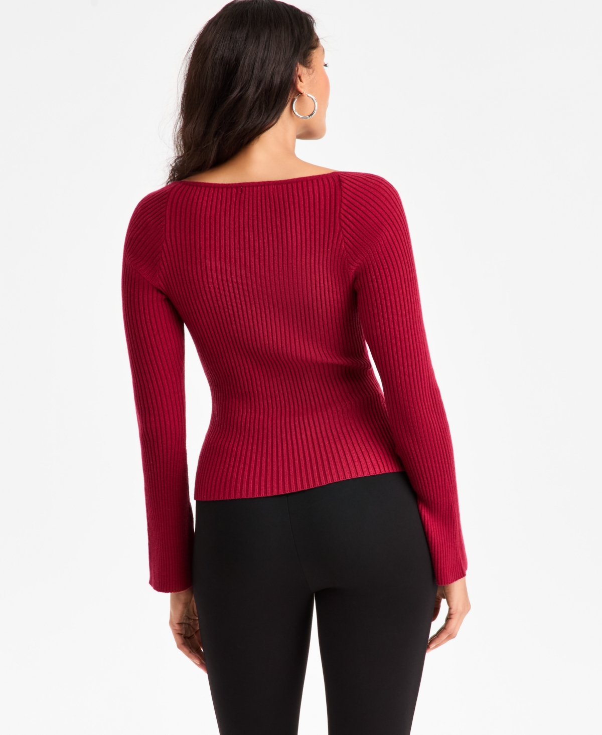 Bar Iii Women's Sweetheart-Neck Bustier Ribbed Sweater, Macy's Exclusive