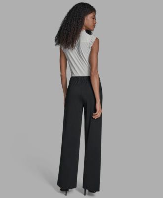 Bcbg Suits Blazer Wide Leg Pants In Black