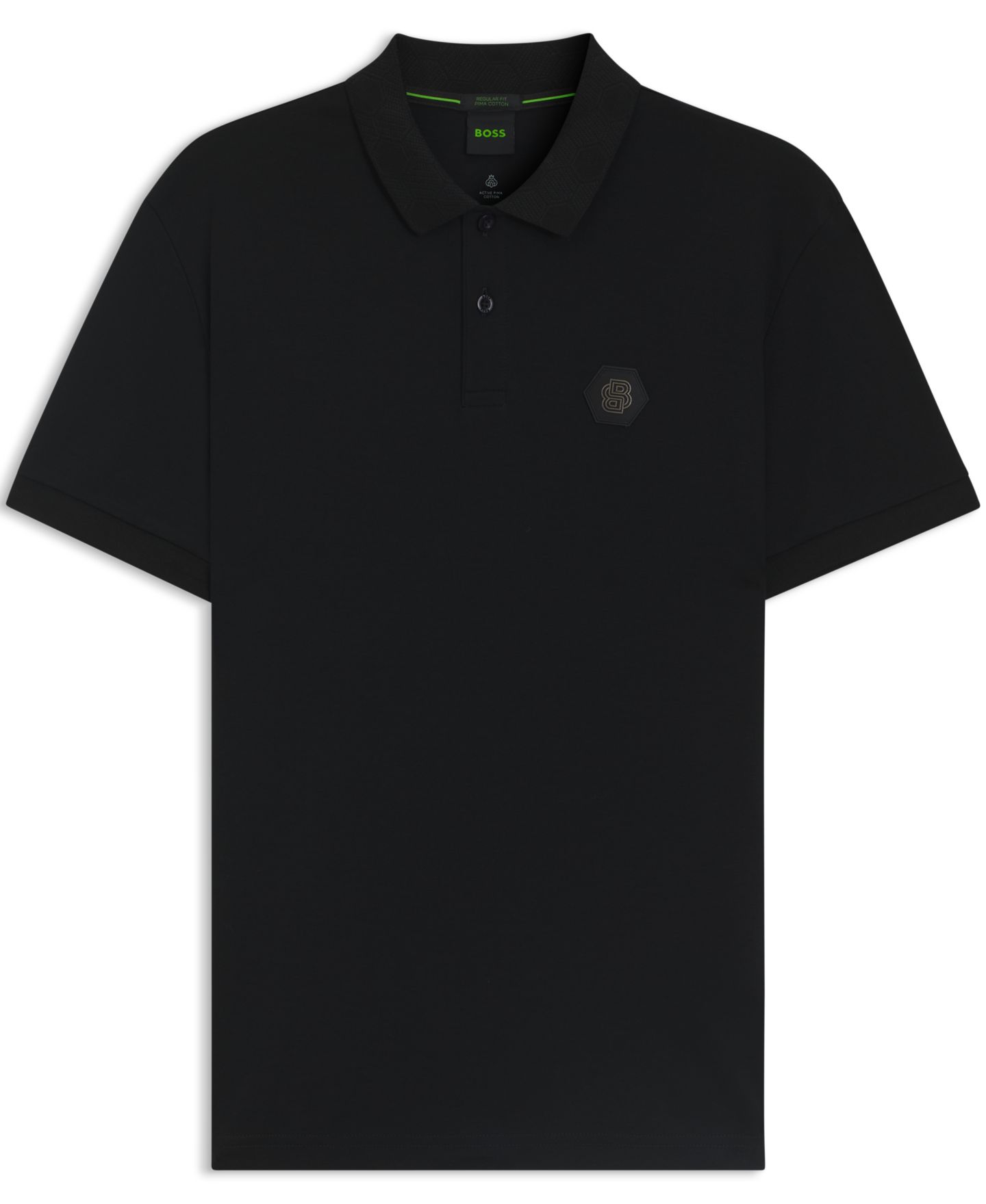 Мужское поло Hugo Boss Pima-Cotton Monogram Polo Shirt, цвет: Чёрный — фото 2