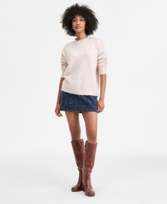 Women's Brushed-Knit Relaxed Crewneck Sweater, Macy's Exclusive