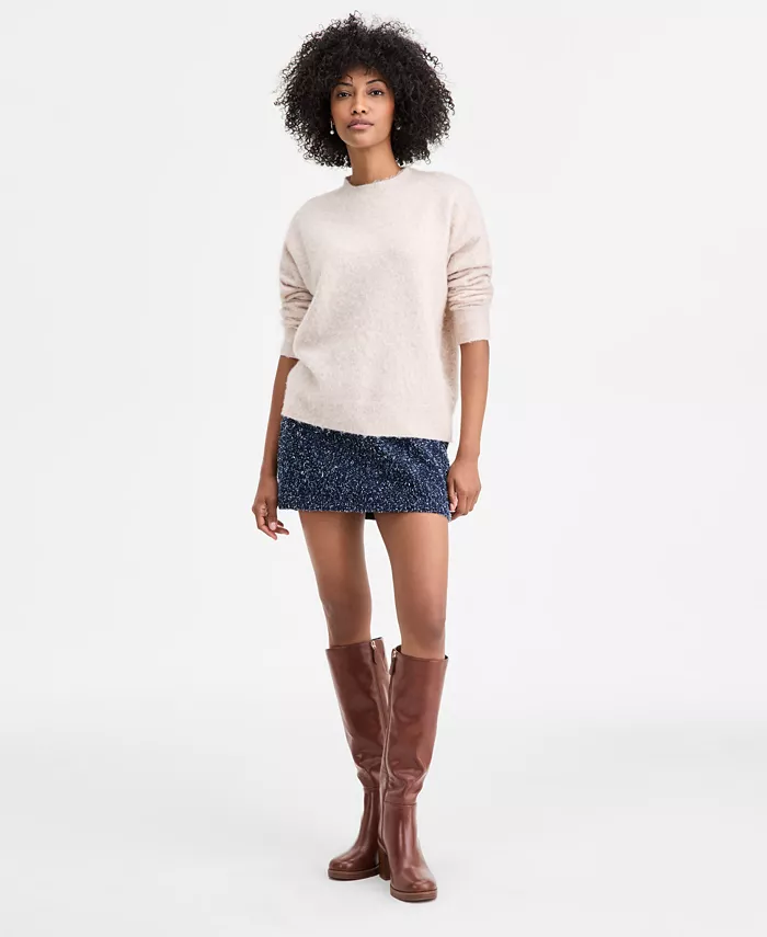 Women's Brushed-Knit Relaxed Crewneck Sweater - thumbnail 4
