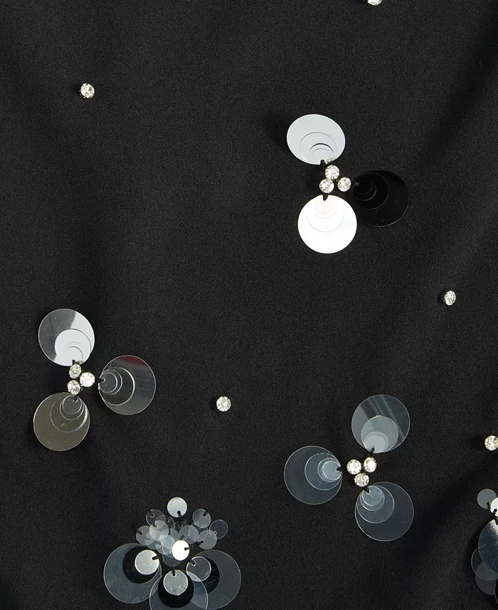 Women's Paillette Embellished Mock Neck Shift Dress - thumbnail 5