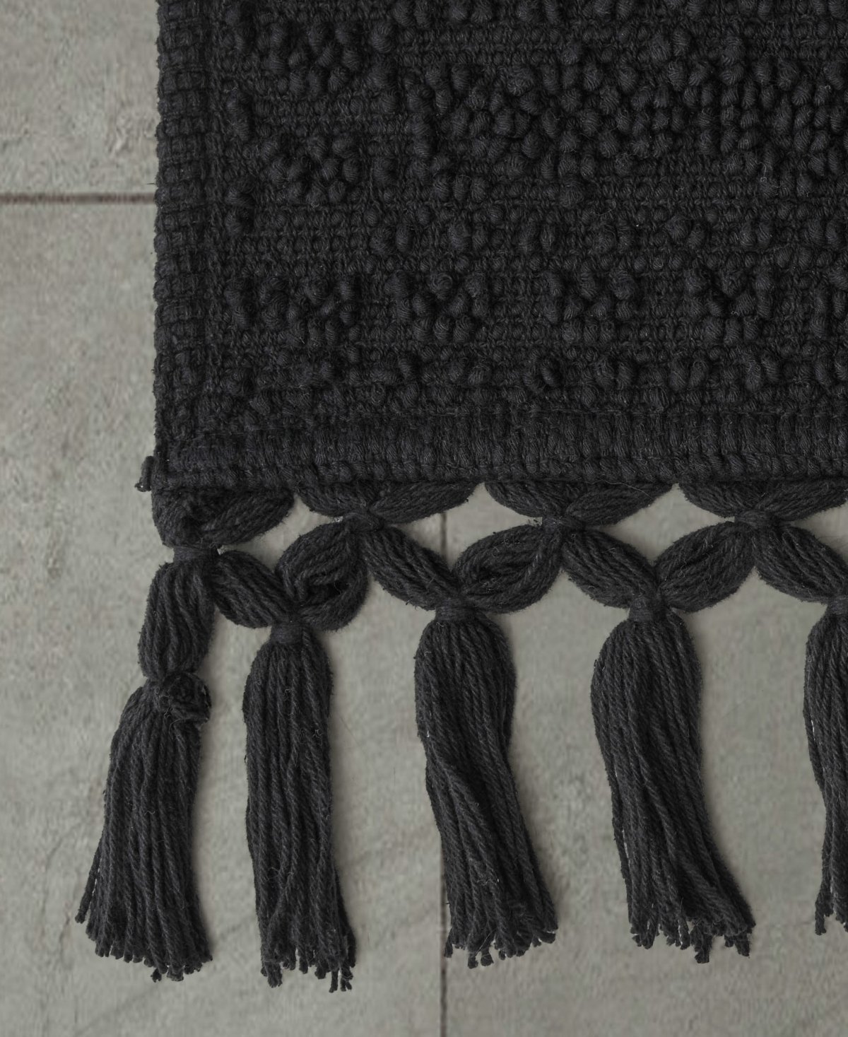 French Connection Nellore Fringe Cotton 20" X 38" Bath Rug In Black