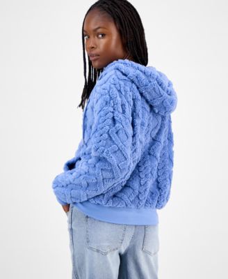 Juniors' Embossed Cable Zip-Up Hoodie