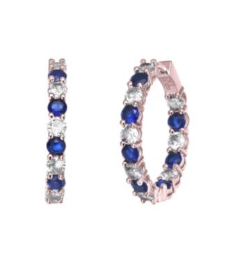 Colored Cubic Zirconia Inside Out Hoop Earrings