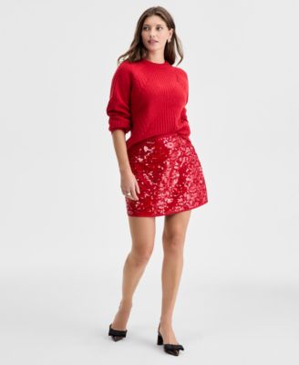 On 34th Womens Sequin Mini Skirt Macys Exclusive - Gogi Berry 36$