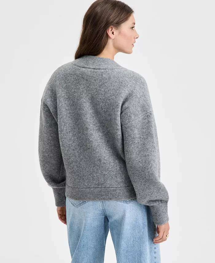 Women's Sweater-Knit Bomber Jacket - thumbnail 8