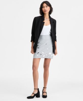 On 34th Womens Paillette Cluster Mini Skirt Macys Exclusive - Light Grey 24$