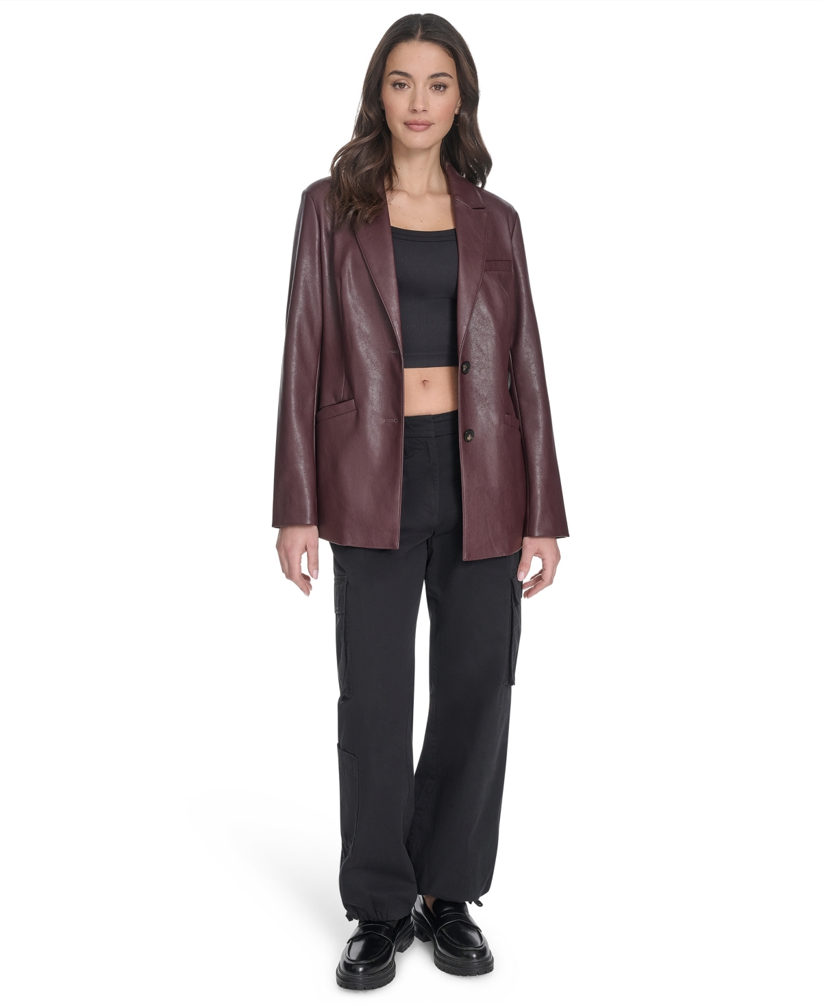 Levi's Plus Size Faux-leather Peak-lapel Jacket In Burgundy