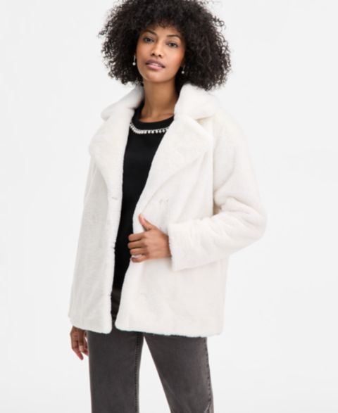 Женские куртки On 34th Woven Sketchy Leopard-Print Faux-Fur Coat