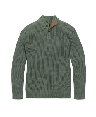 Men's Organic Mock Neck Cardigan Stitch Sweater