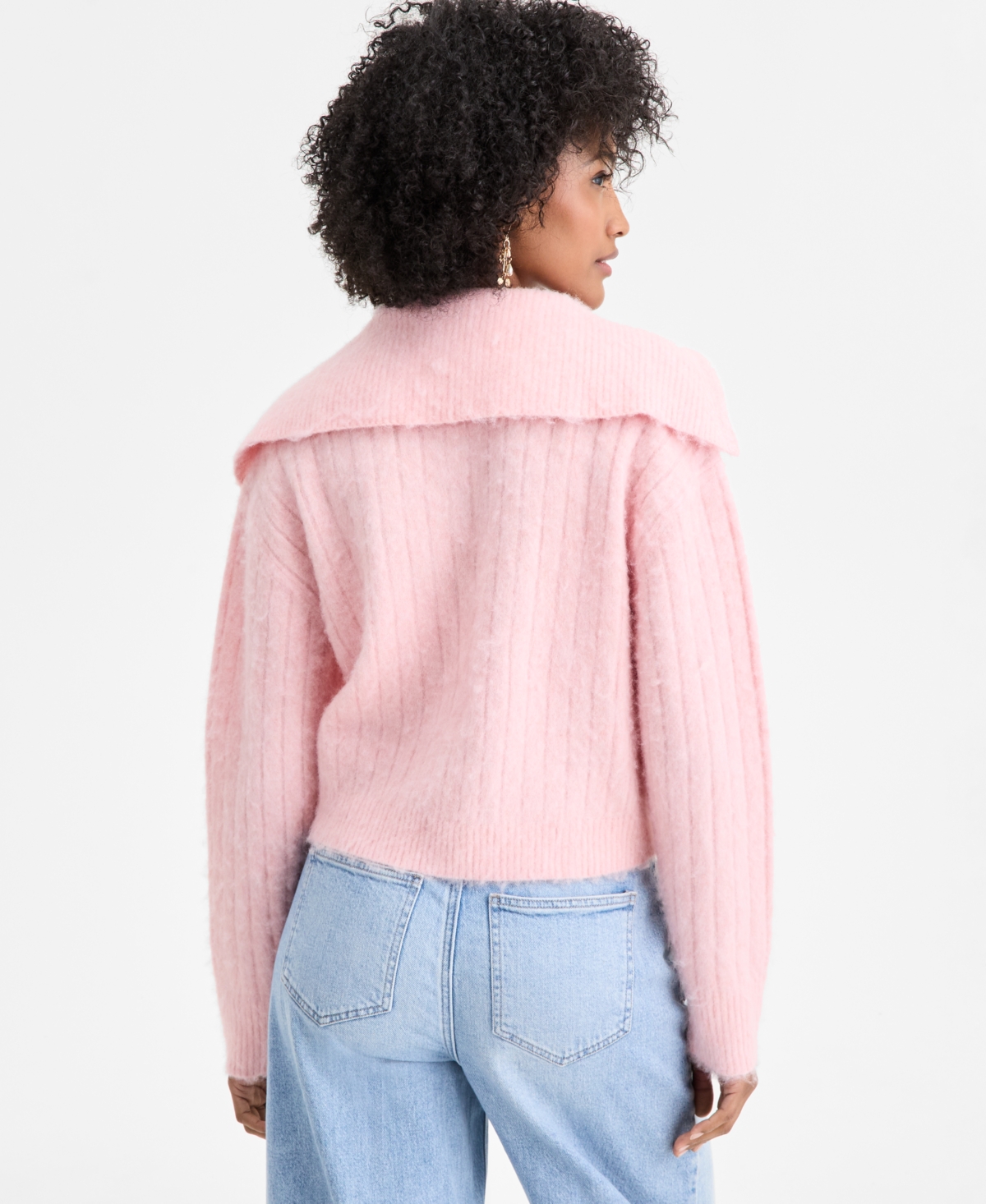 On 34th Brushed Sailor Collar V-neck Sweater, Macy's Exclusive In Pink