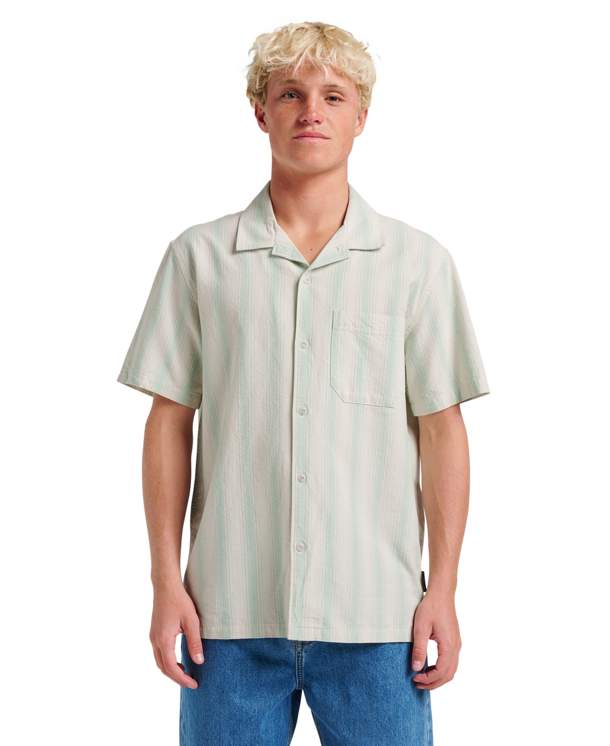 Quiksilver Men's Oxford Stripe Casual Short Sleeve Shirt In Multi