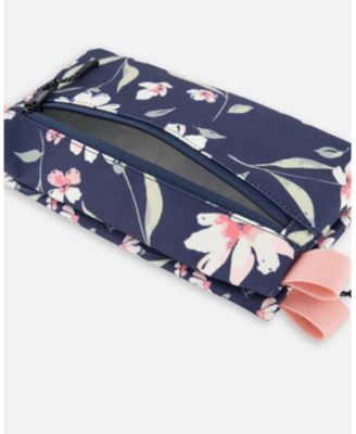 Girl Double Pencil Case Navy Flower Print - Toddler|Child