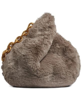 Lawrence Faux Fur Wristlet  with Chain Strap
