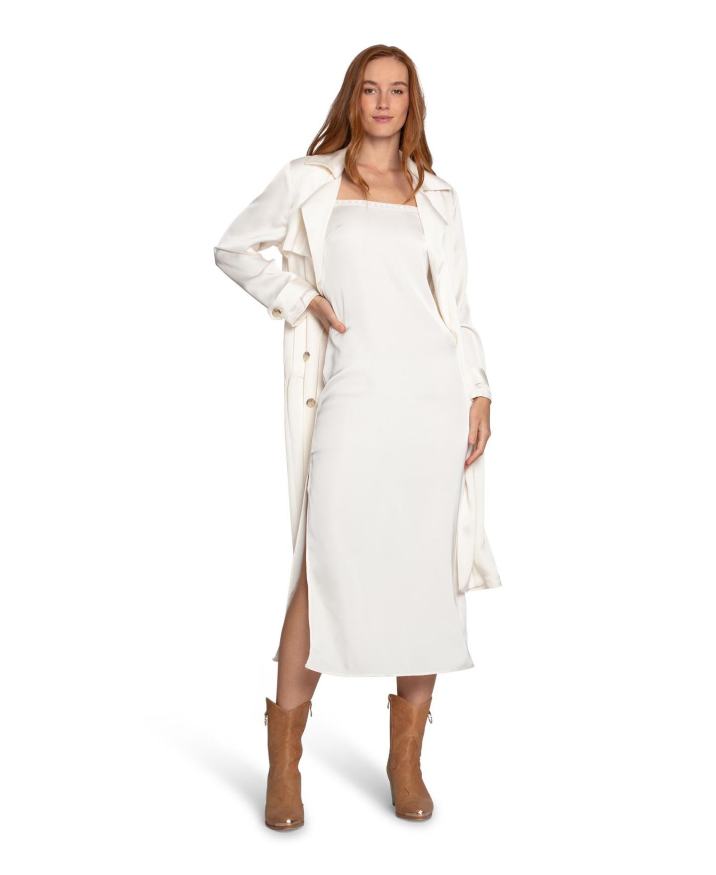 Женское платье Belle & Bloom Smoke and Mirror Midi Slip, цвет: Белый — фото 2