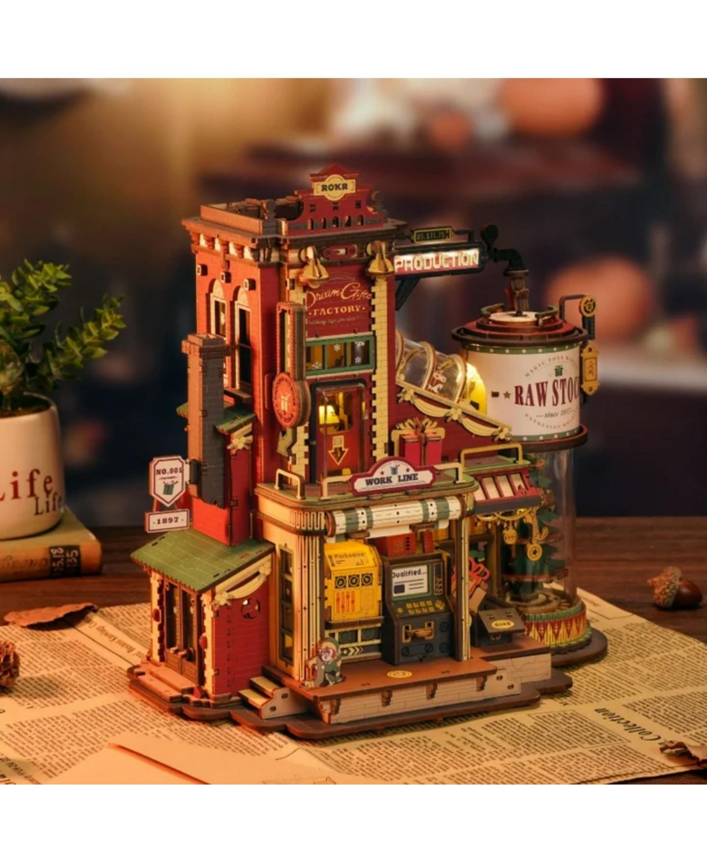Детские конструкторы Robotime Dream Gift Factory 3D Wooden Puzzle, Ages 18+ — фото 3