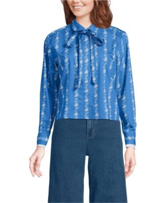 Women's Carefree Cotton Shirt with Removable Bow