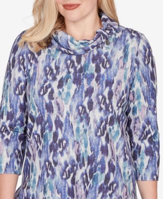 Petite Lake Champlain Animal Melange Three Quarter Sleeve Top