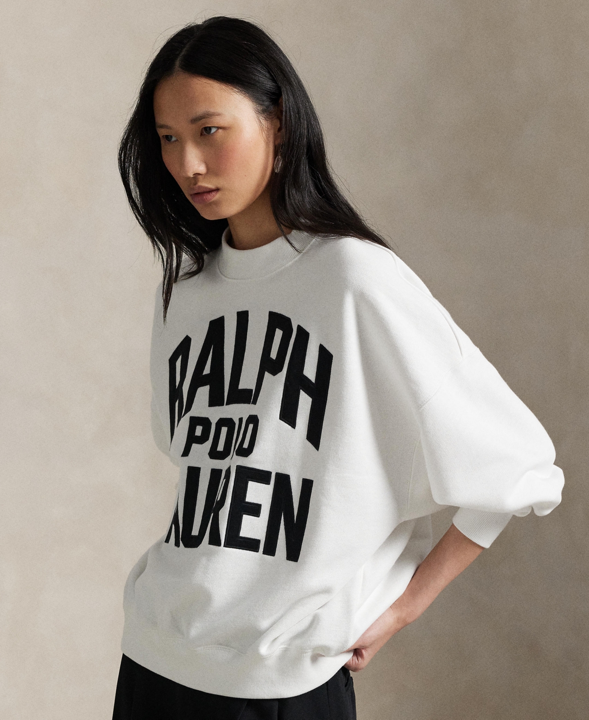 Polo Ralph Lauren Crew Neck Sweatshirt With Logo And Ribbed Cuffs In White