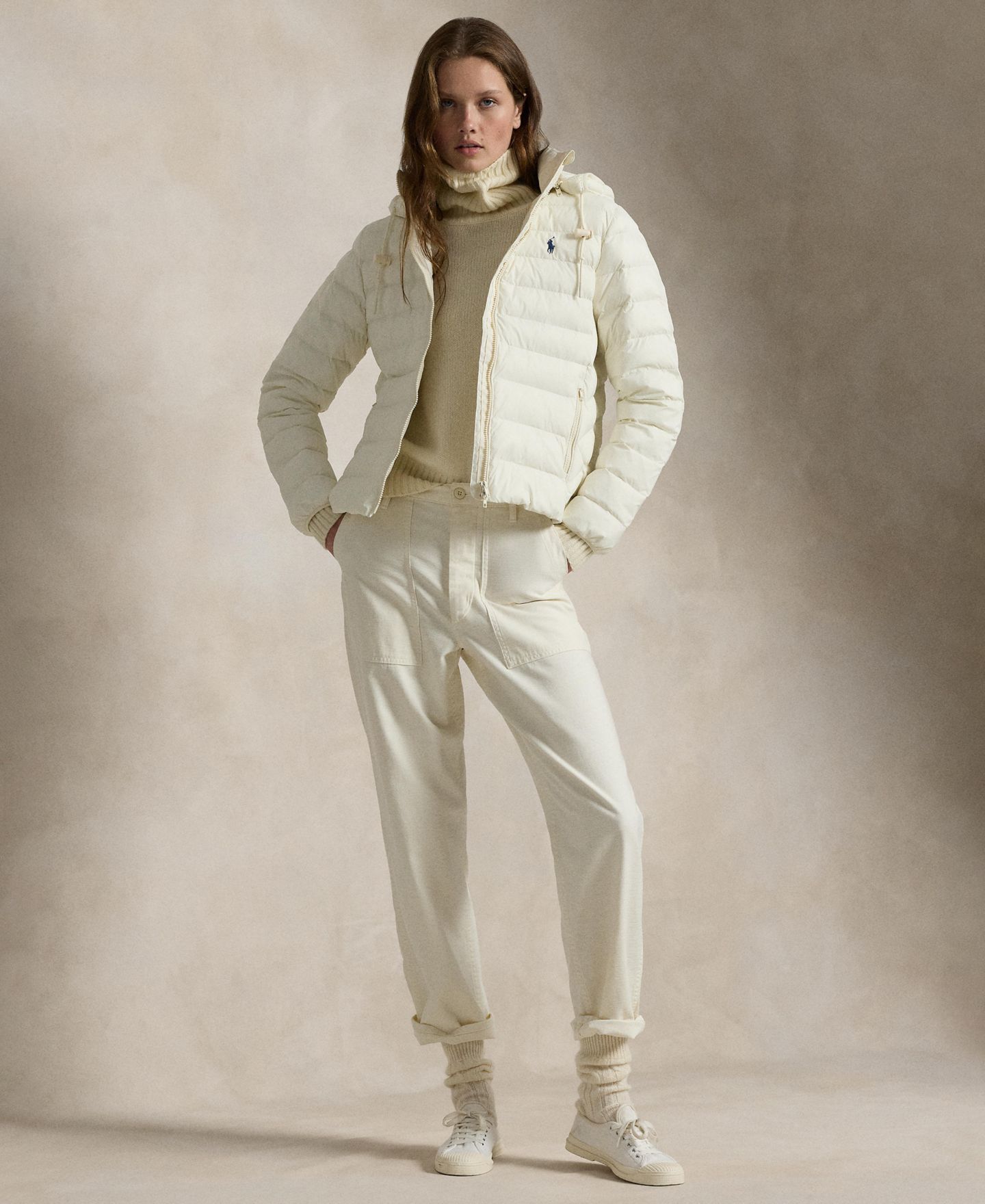 Женская куртка Polo Ralph Lauren Water-Resistant Packable Hooded, цвет: Кремовый — фото 2