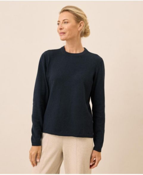 Женский свитер Pact Organic Cotton Classic Fine Knit Crew, цвет: Синий меланжевый