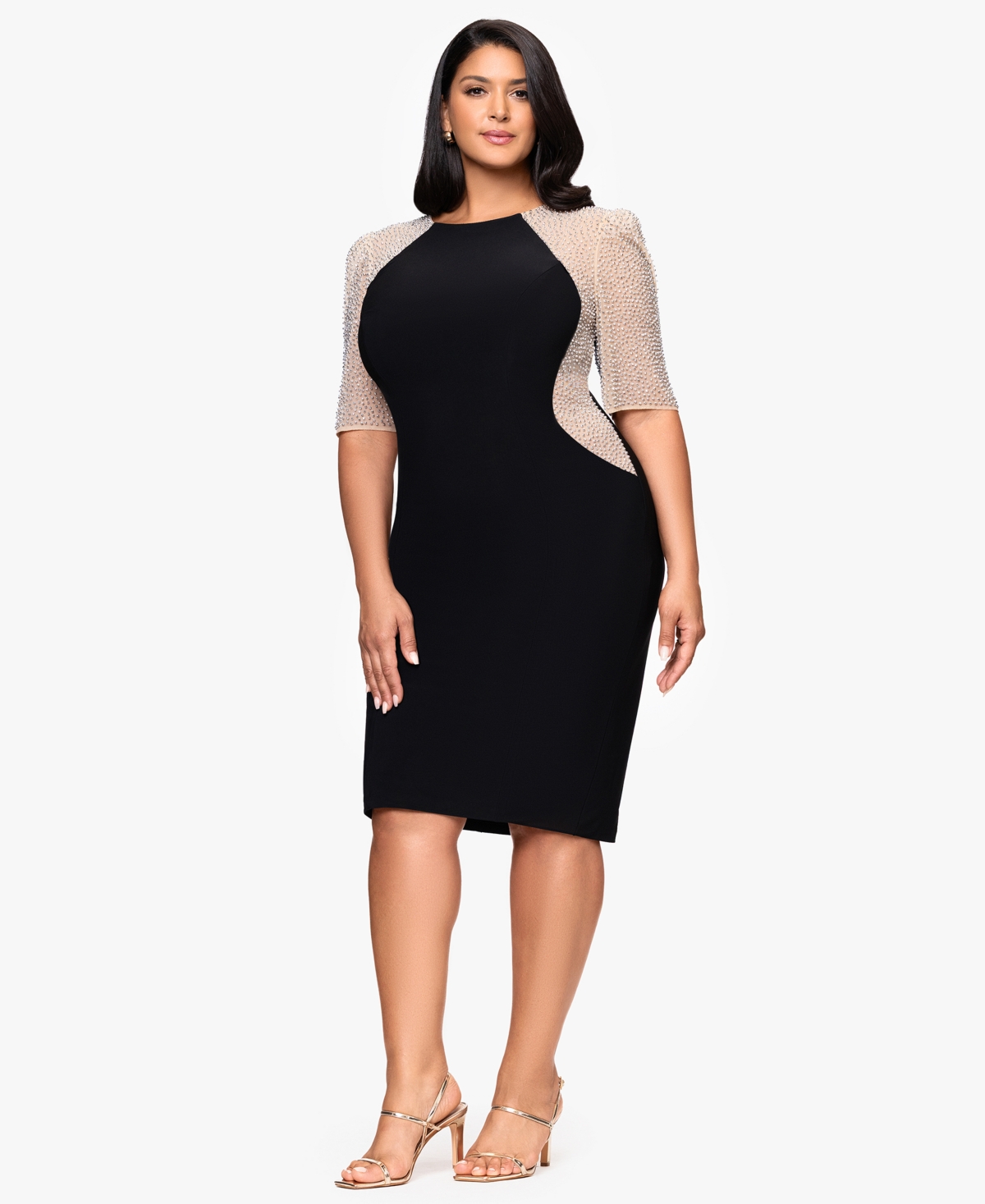 Xscape Plus Size Short Sleeve Sheath Dress In Black